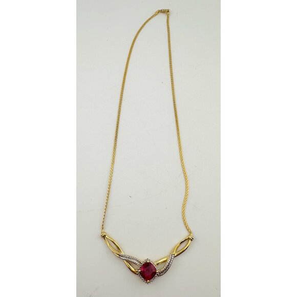 Elegant Lab Created Ruby and White Sapphire Infinite Loop Necklace - Picture 11 of 12